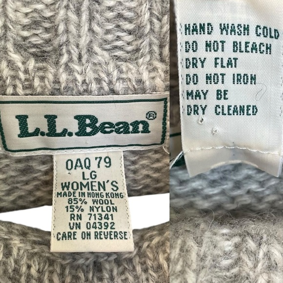 L.L. Bean Vintage Cozy Wool Turtleneck Sweater Grey L - Picture 6 of 6